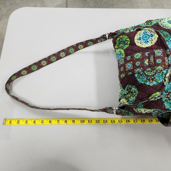 Longaberger Sisters Lexie Quilted Reversible Tote & Makeup Bag Adorn Brown Green - Picture 9 of 16